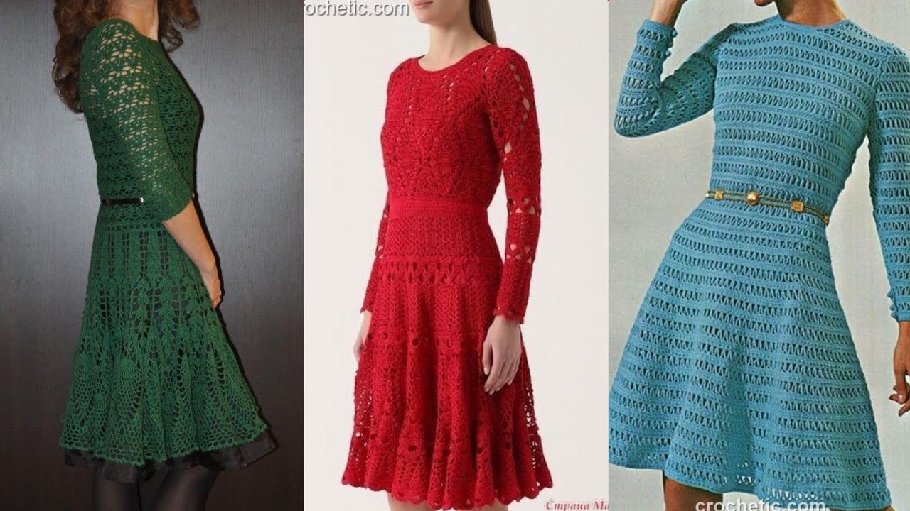 Attractive and new design free crochet patterns crochet skater dress ...