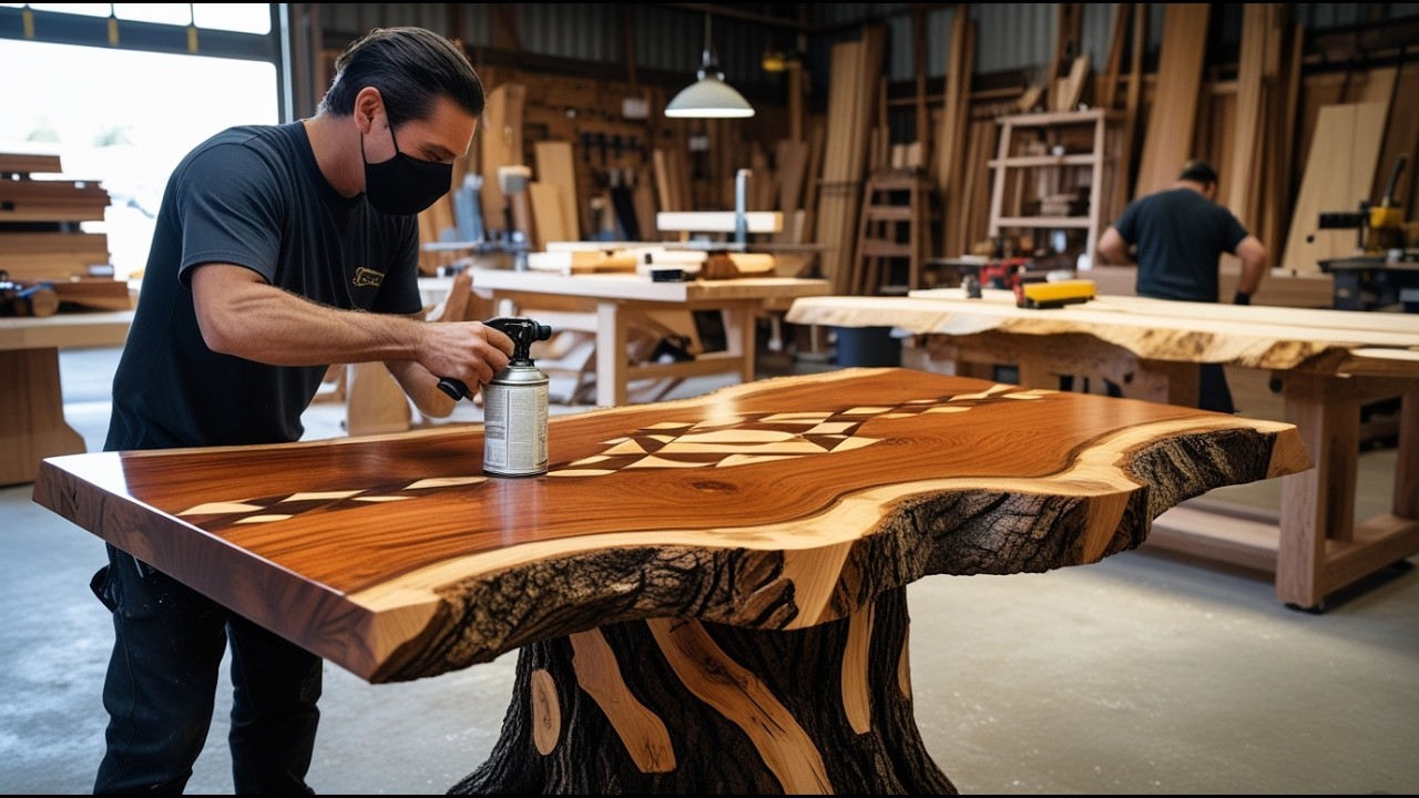 DIY Wood Table With Unique Inlay; Inlay Beautiful- Creative Geometric Wood Pieces;