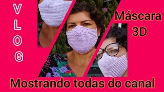 Máscara de crochê 3D (VLOG ) mostrando todas as máscaras do canal no rosto com fotos e vídeos