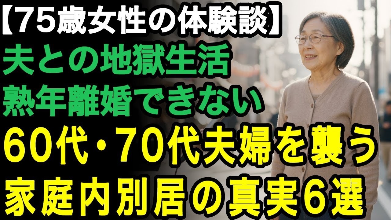 75歳女性の体験談「夫といるのが地獄です」簡単に熟年離婚はできない...60代、70代が陥る家庭内別居の残酷な真実6つ【60代以上の方へ/老後の幸せ/シニア】