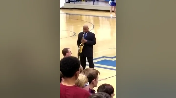 Gerald Dunn plays National Anthem on Sax