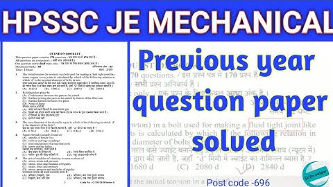 HPSSC JE Mechanical previous year question paper solved