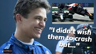 &quot;I was watching them in my mirror&quot; Lando Norris Reaction during Max and Lewis&#39; Crash on Italian GP