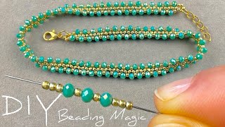 Simple Seed Bead Necklace: Crystal Beads Jewelry Making | Beading Tutorials