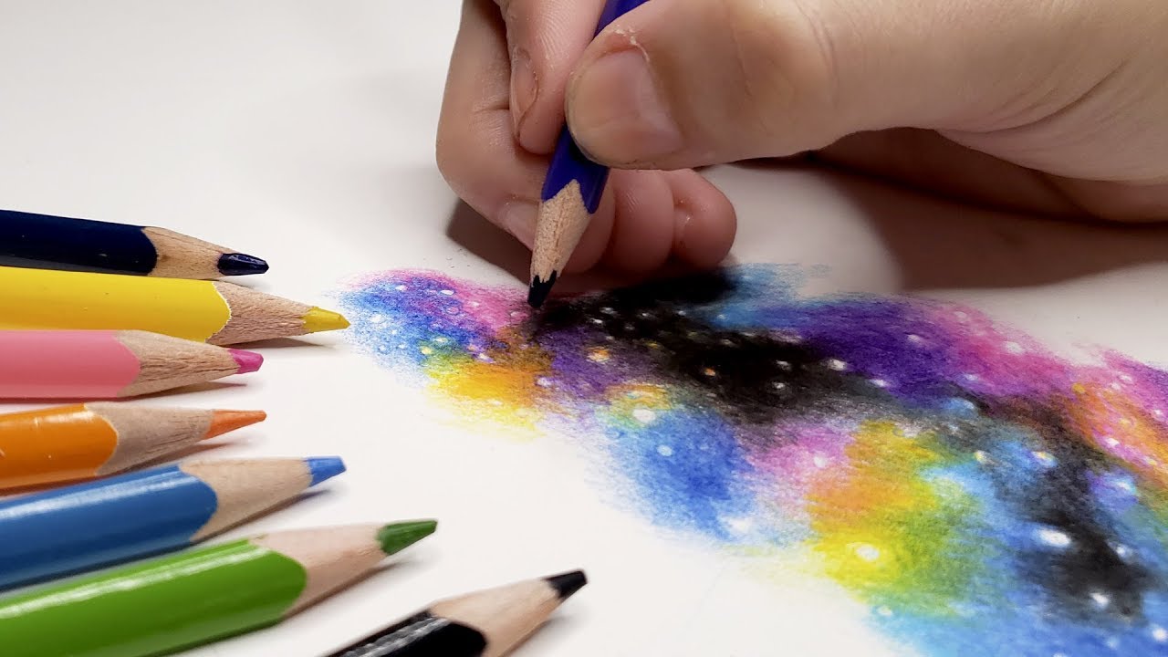COMO PINTAR GALÁXIA com LÁPIS DE COR 🌌 | Passo a passo