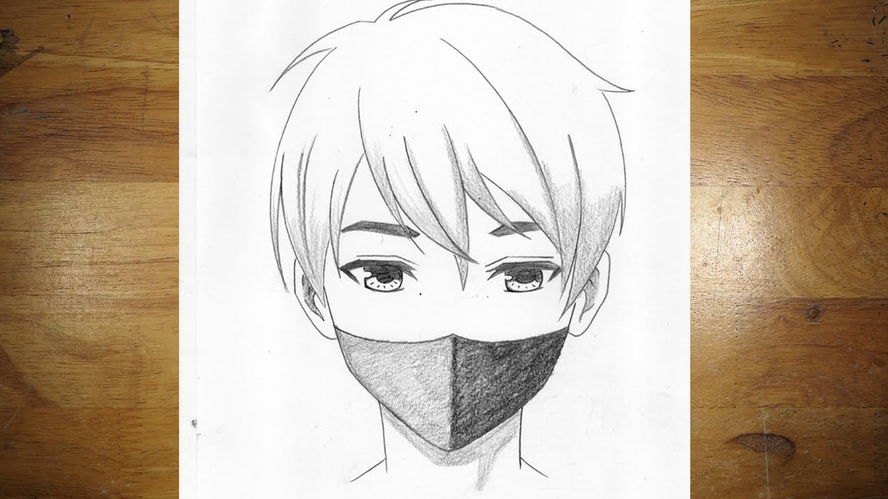 Easy anime drawing  how to draw anime boy wearing a mask easy stepbystep   YouTube