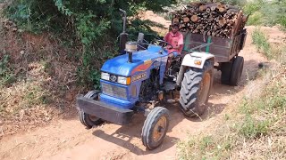 Eicher 551 Tractor with trolley fully loaded in Wood | Tractor videos | A to Z Tractors