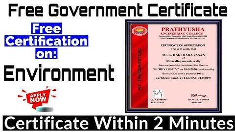 Free Environmental Certificate  ll National Level Certificate "Biodiversity" ll Government Quiz