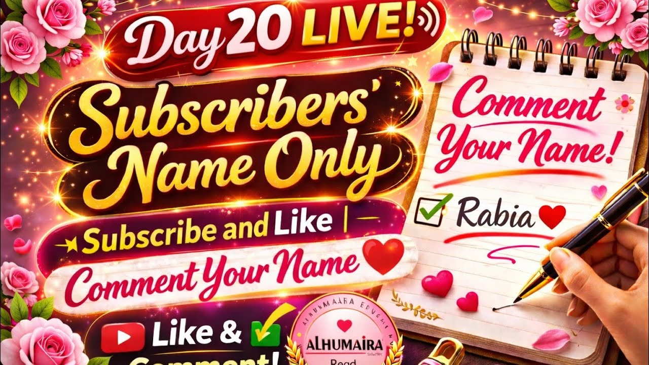 Day 20 Writing Subscribers' Name Only | Subscribe and Like | Comment Your Name ❤️ | Must Double Tap