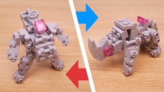 How to build mini LEGO brick Rhino / Rhinoceros transformer mech - FortRhino  (similar to Rhinox)