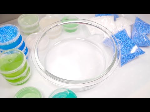 Mixing Slime with Cold color & Foam beads ☁ 寒色のスライムと発泡ビーズを混ぜる！閲覧注意！！ ｜ASMR Sora