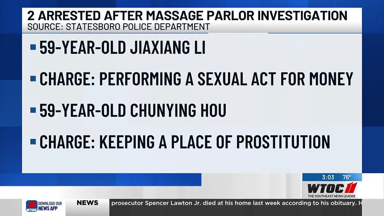 Staff arrested on prostitution charges at Statesboro massage parlor ...