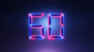 🌟 4K Neon Timer 🌟 1 Minute Countdown V2