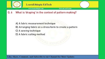 Pattern Making I, II, III | Exit Exam Questions for Fashion Design Exit Exam