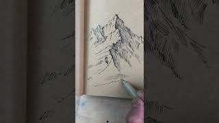 Silent Peaks – Pen & Ink Mountain Sketch