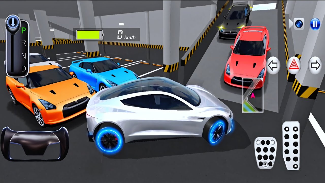 New Tesla Electric Car Parking in Garage & Funny Driving - Android Gameplay 