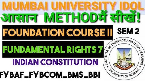 FUNDAMENTAL RIGHT INDIAN CONSTITUTION #Foundation_course FYBCOM/BAF SEM 2 #Abdulsir  LEARN IN UNIQUE