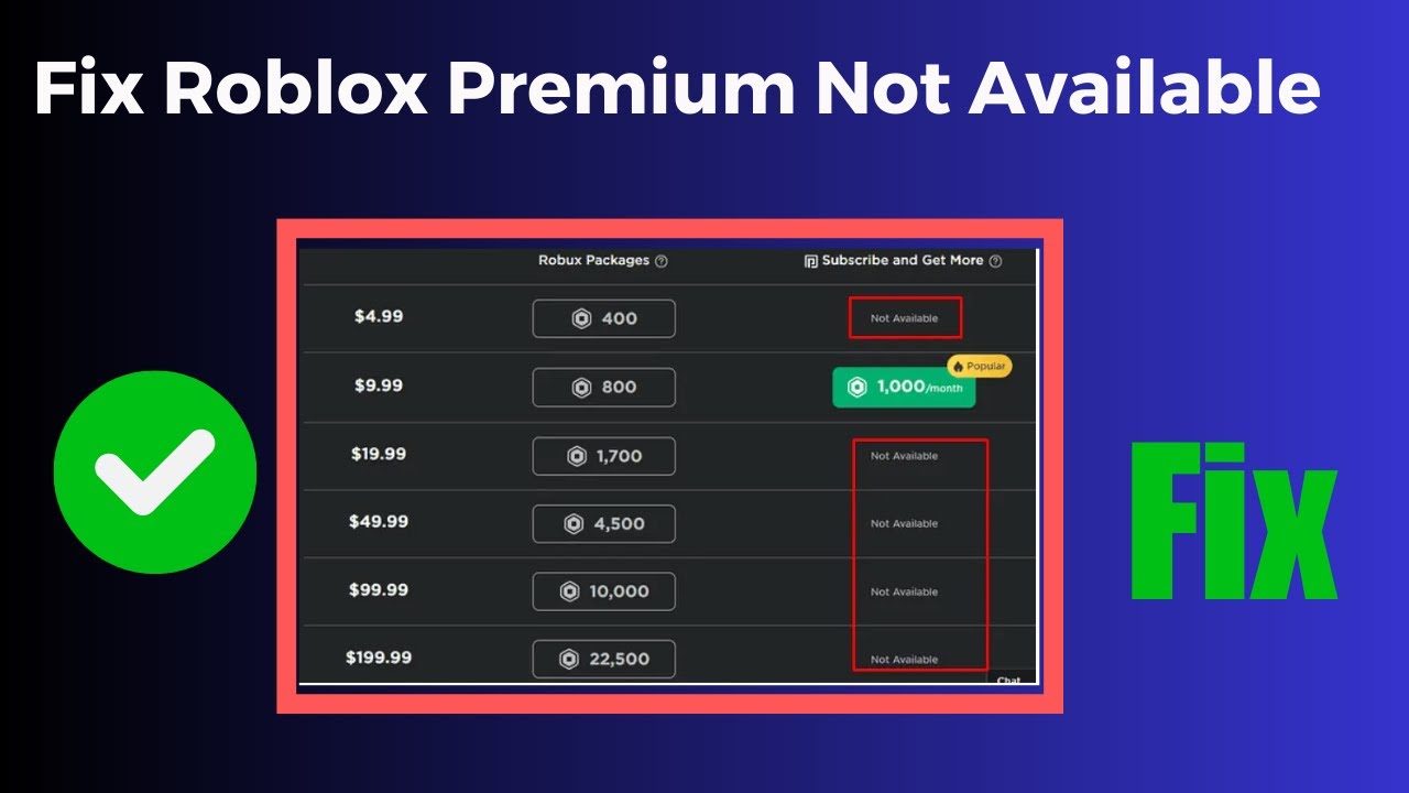 premium and robux isn't available except for 1 : r/RobloxHelp