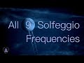 All 9 Solfeggio Frequencies | Sleep & Meditation Music | Full Body Healing | 9 hours Night Screen