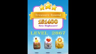 Level 2867 / 3Stars! / Hard Level😱❗ / No Spell! / CH-145 / Bubble Witch 3 Saga Gameplay