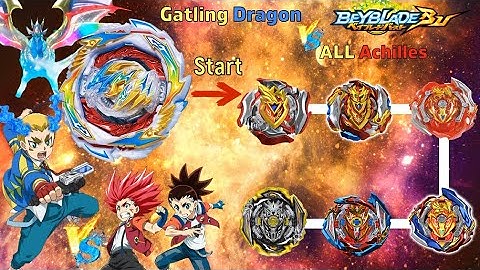 베이블레이드 버스트 BU 【 개틀링 드래곤 VS ALL 아킬레스 】 Beyblade Burst BU ベイブレードバーストBU