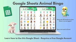 Animal Bingo Instructions for GoogleSheets