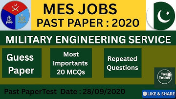 MES Test Preparation 2025 / past paper 2020/ Military engineering service/ Most important MCQs
