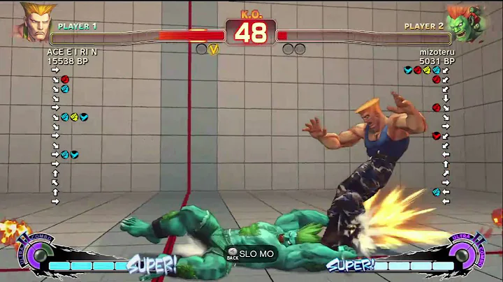 mizoteru [Blanka] vs ACE・EIRIN [Guile] SSF4 Japanese Online Ranked Matches - TRUE-HD