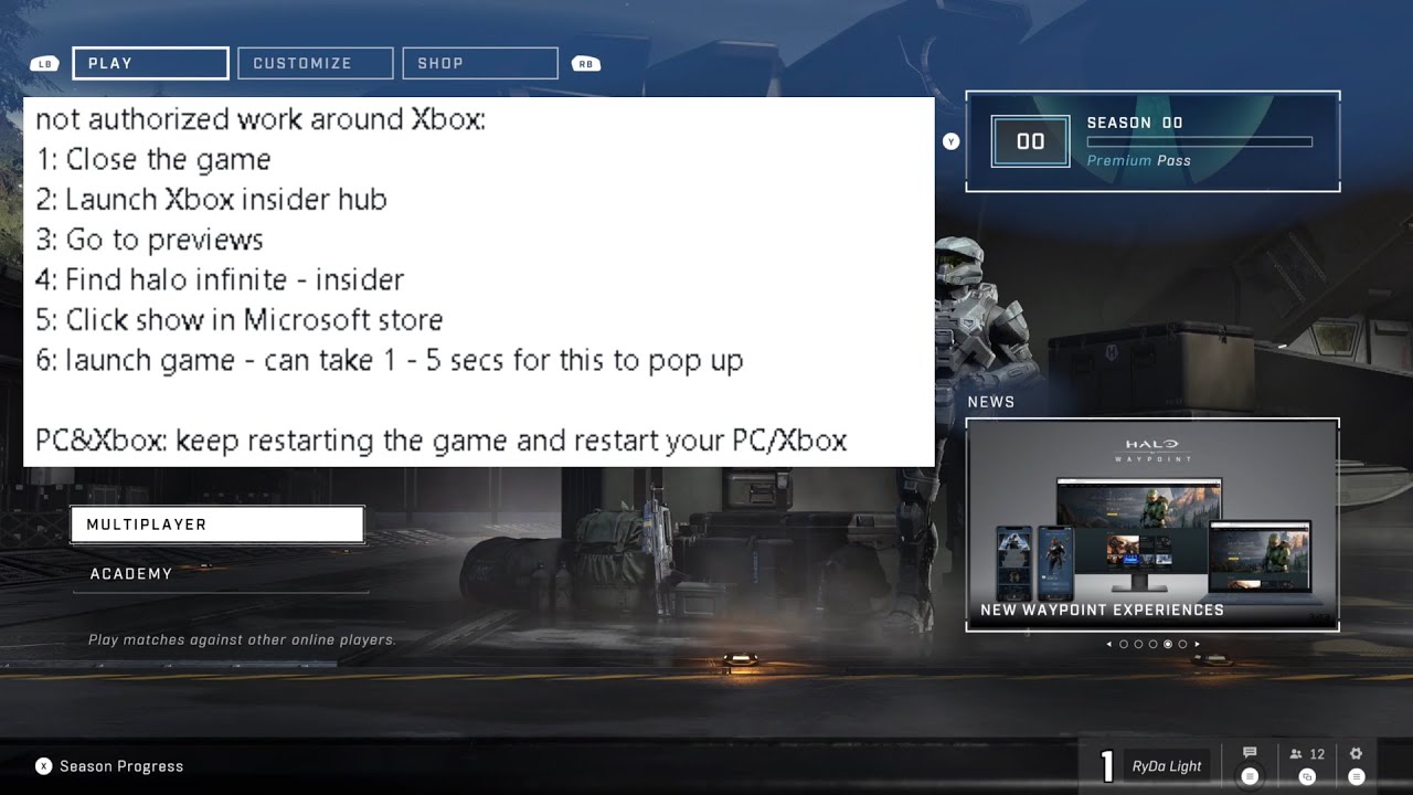 How To Fix Halo Infinite Not Authorized To Play On Xbox And Pc YouTube