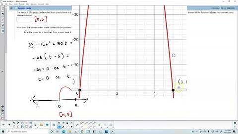 Math 10 HW 3.2 #27 Find the domain of a projectile motion problem