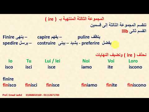 شرح المضارع في اللغة الإيطالية المجموعة الثالثة فقط Il Presente
