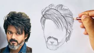 Leo Vijay Thalapathy Drawing || How to draw Vijay Thalapathy Beard drawing