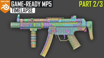 Blender Gun Modeling - MP5 SMG Weapon - High Poly Model + UV Unwrapping - (Part 2)