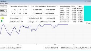 "EEG Meditation" free app for Windows PC for NeuroSky MindWave headset, video 2 screenshot 4