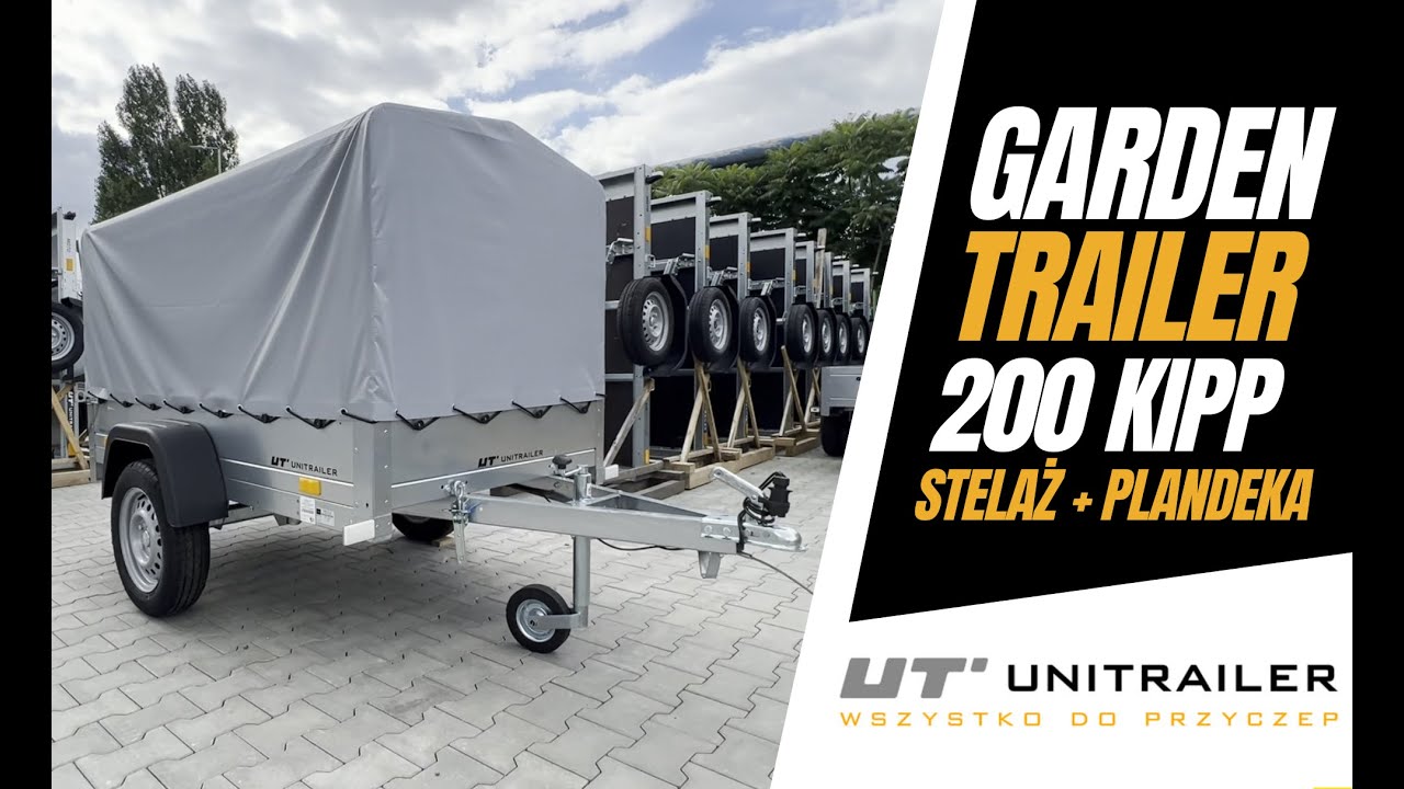 Unitrailer - Remorque voiture 200x106 garden trailer 200 kipp avec roue  jockey et bâche plate ptac 750 kg - Distriartisan