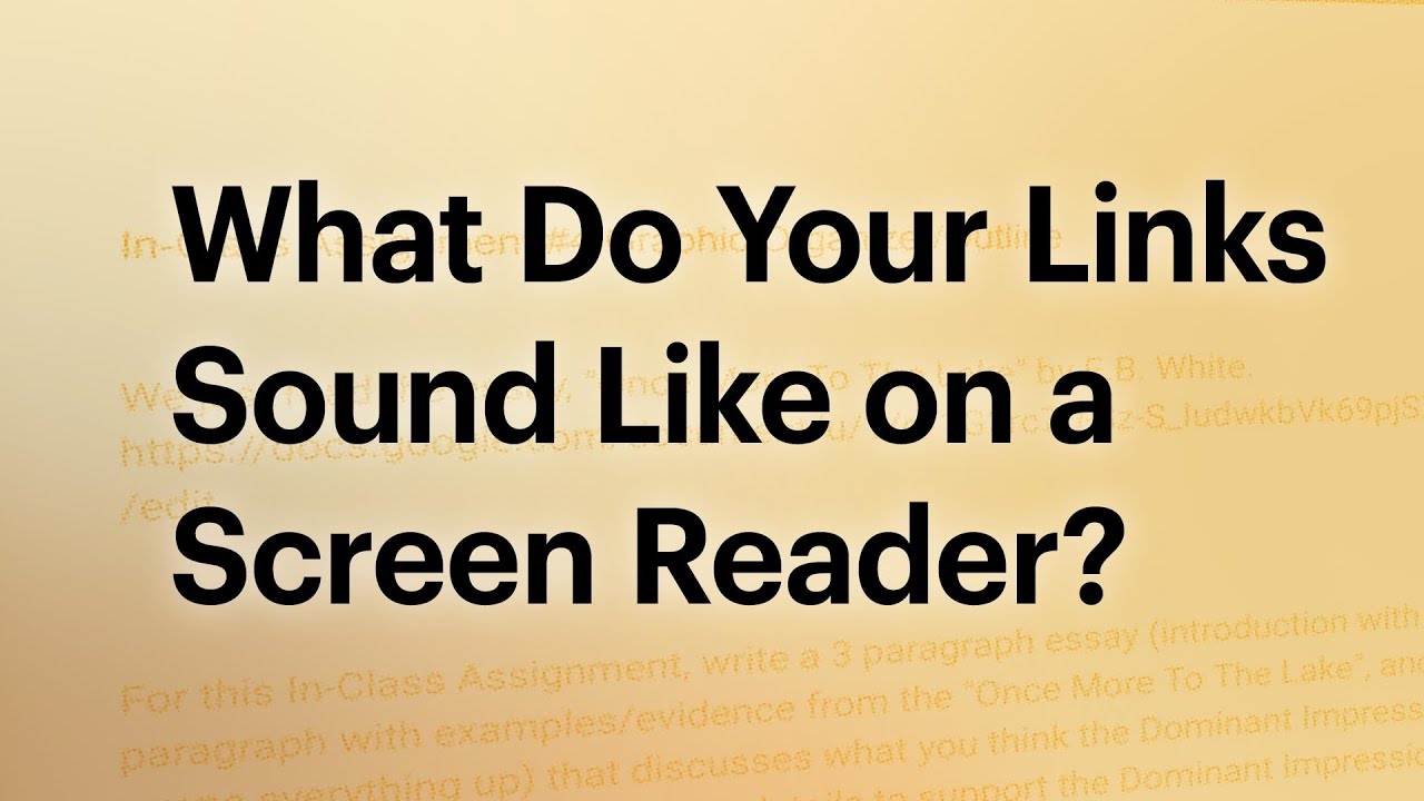 What Do Your Links Sound Like on a Screen Reader? - YouTube