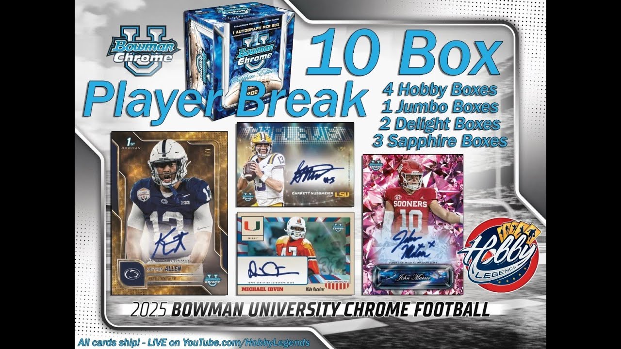 2025 BOWMAN CHROME U + SAPPHIRE 10 Box PLAYER Break #2 eBay Live 01/05/26