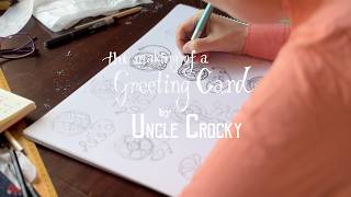 Behind the Scenes: Making the 'Vintage Fans' Greeting Card with Ink, Paint and Type | Uncle Crocky