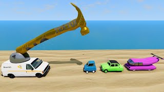 Cars vs Giant Hammer Van with Portal Trap (Part 2) - BeamNG.Drive #29