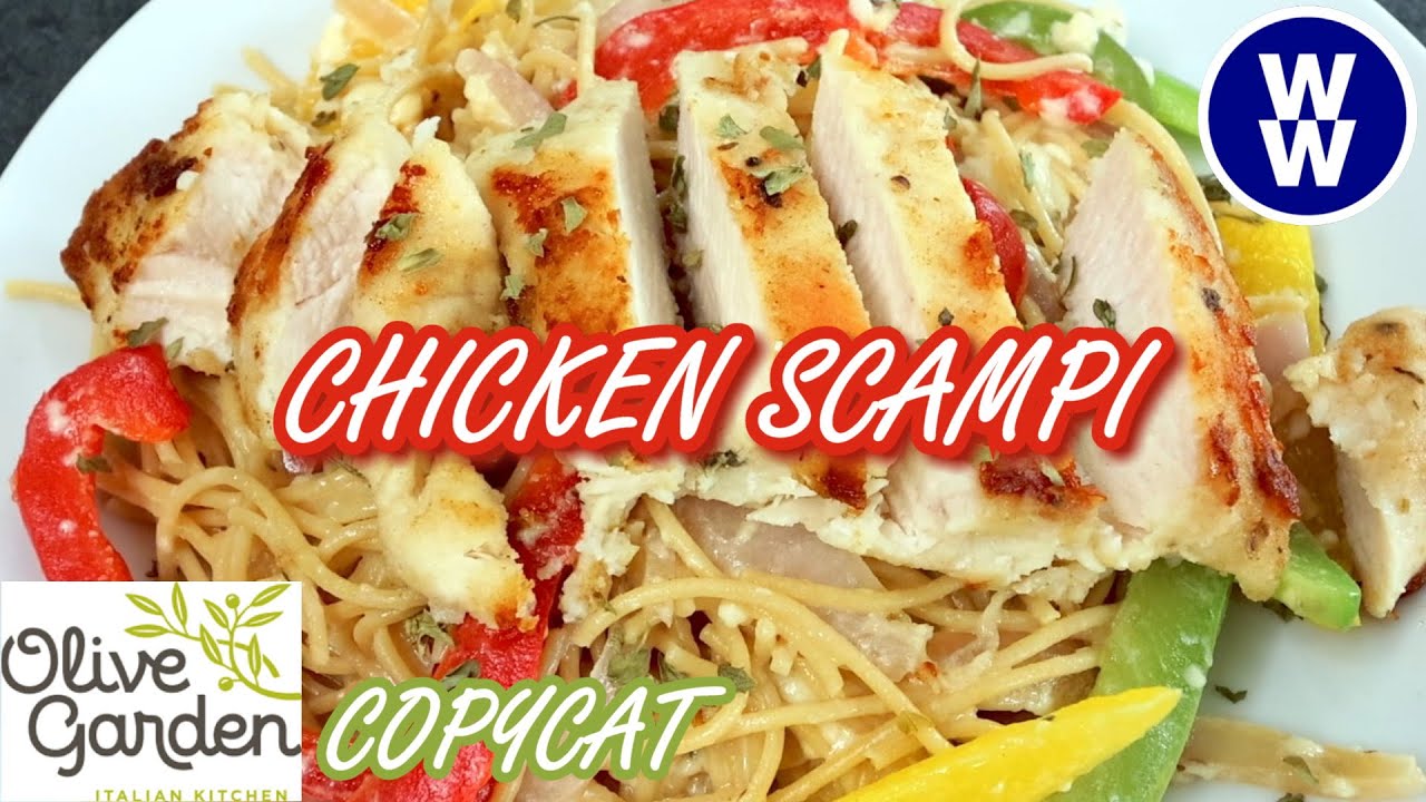 Copycat Olive Garden Chicken Scampi Lightened up ... - YouTube