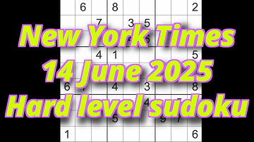 Sudoku solution – New York Times 14 June 2025 Hard level