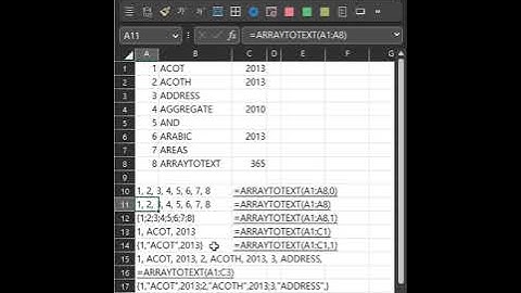 365함수 시리즈1; ARRAYTOTEXT, 배열 또는 셀범위의 값을 문자열로 표현 2023-1-23 #shorts
