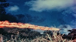 HD Historic Archival Stock Footage WWII Color FLAME THROWING TANKS SAIPAN