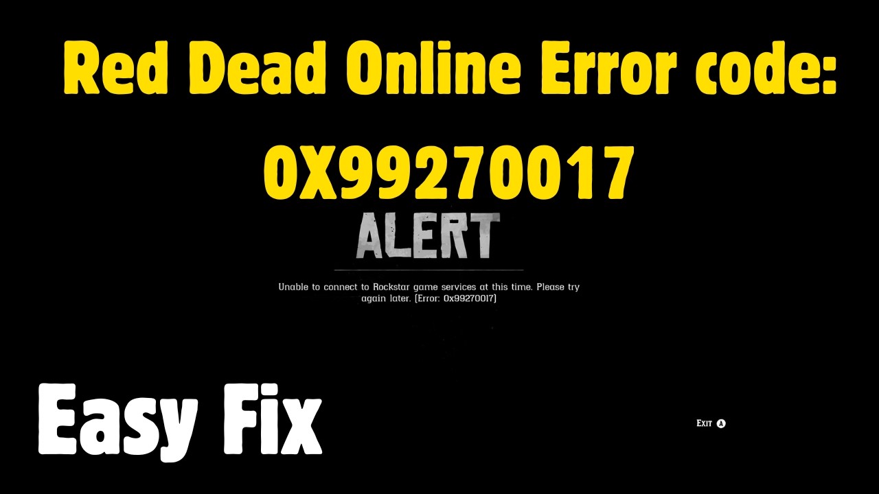 Error Code For Dead Computer How to Fix 'Red Dead Online Error code: 0X99270017' - YouTube
