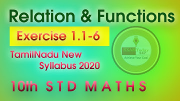 Relation and Function Exercise 1.1-6 | 10th Std New Syllabus 2020