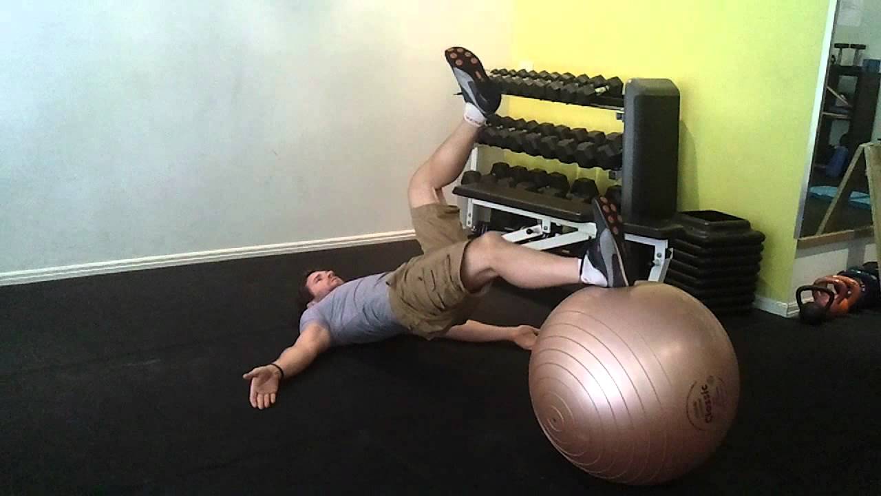 Swiss Ball Hamstring Curl Hip Extension Knee Flexion 1 Leg YouTube