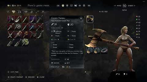 no rest for the wicked, two-handed weapons,Gilded Twibill, Attack Mode, Skill, X=Lightning Assault