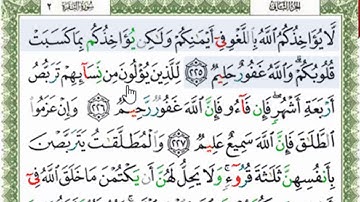 قراءة بالتهجى مع أحكام التجويد للآيتين رقم (225و226)من سورة البقرة