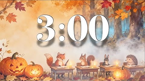 3 Minute Fall Focus Timer 🍂 Cozy Woodland Classroom with Cute Animals & Magical Halloween Music