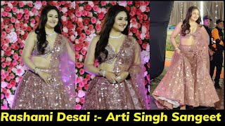 Rashami Desai Looks Elegant in Heavy weight Lehenga Choli look Attemd Arti Singh Dipak Sangeet Night